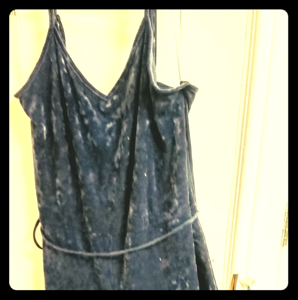 American eagle blue velvet jumpsuit